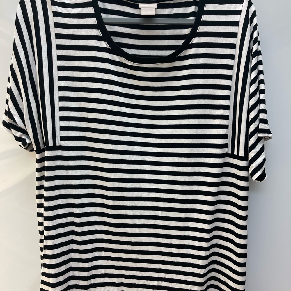 Woman’s Chicos Black and White Striped Top
